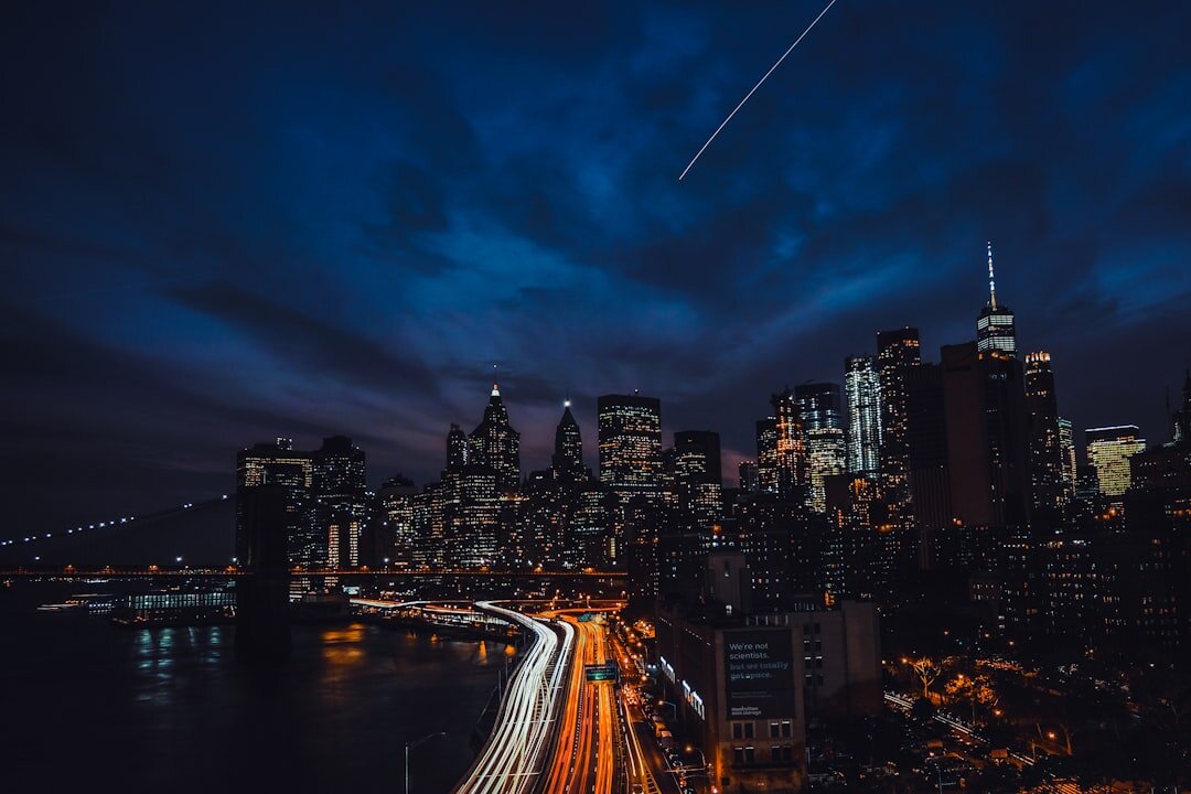 Skyline of a Swiss financial district with bank towers at dusk
