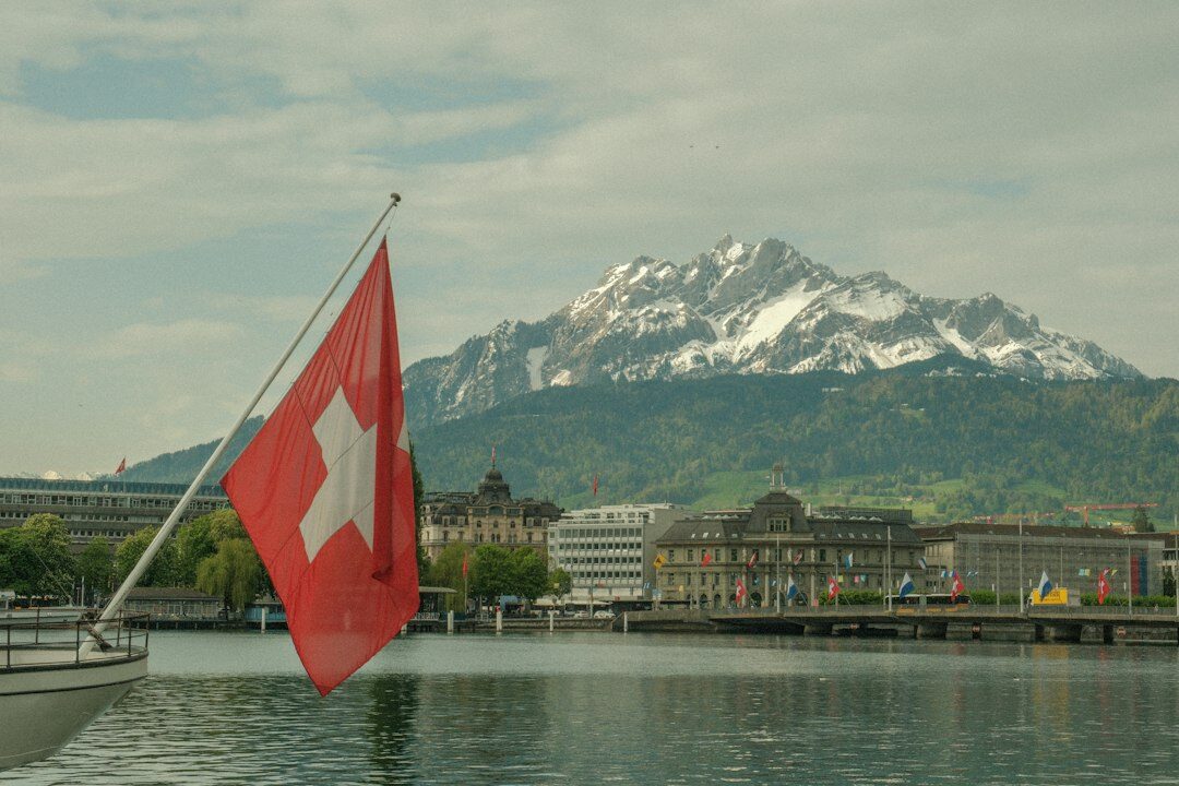 swiss flag over building