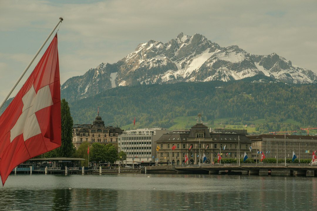 swiss flag over building